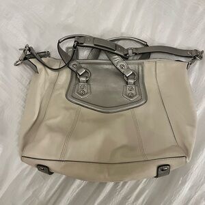 Coach Purse. Crème and Silver